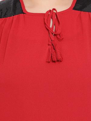 round neck solid plus top - 17715123 - Standard Image - 5