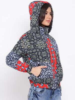 hooded neck printed jacket - 17715140 - Standard Image - 2