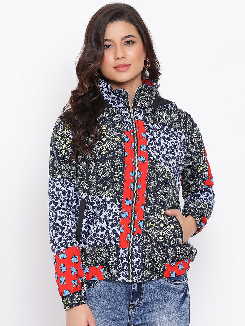 hooded neck printed jacket - 17715140 - Zoom Image - 1