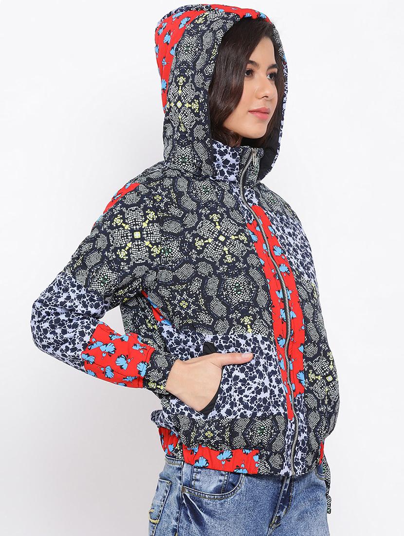 hooded neck printed jacket - 17715140 - Zoom Image - 2