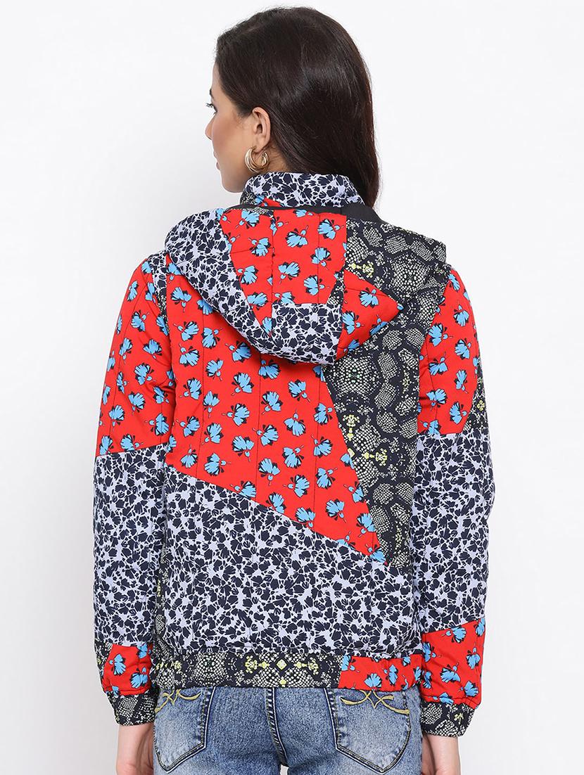 hooded neck printed jacket - 17715140 - Zoom Image - 3