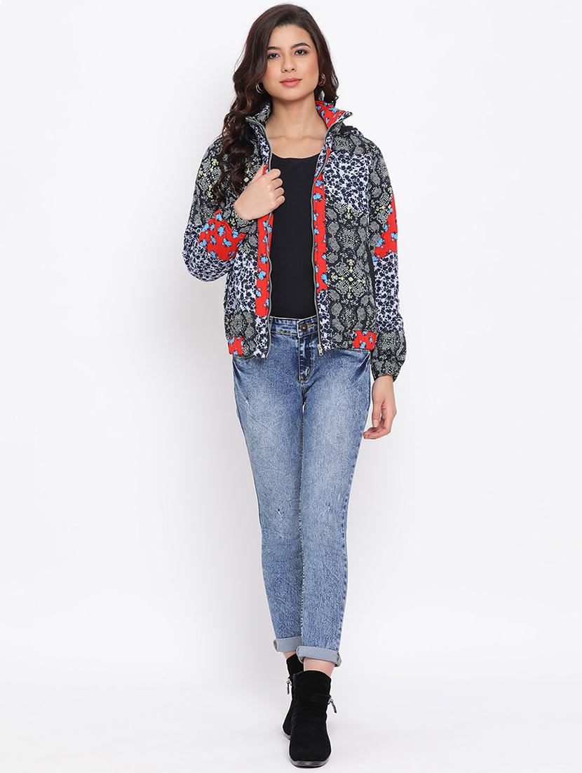 hooded neck printed jacket - 17715140 - Zoom Image - 4