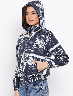 hooded neck printed jacket - 17715141 - Standard Image - 2