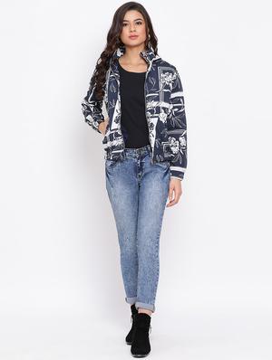 hooded neck printed jacket - 17715141 - Standard Image - 4