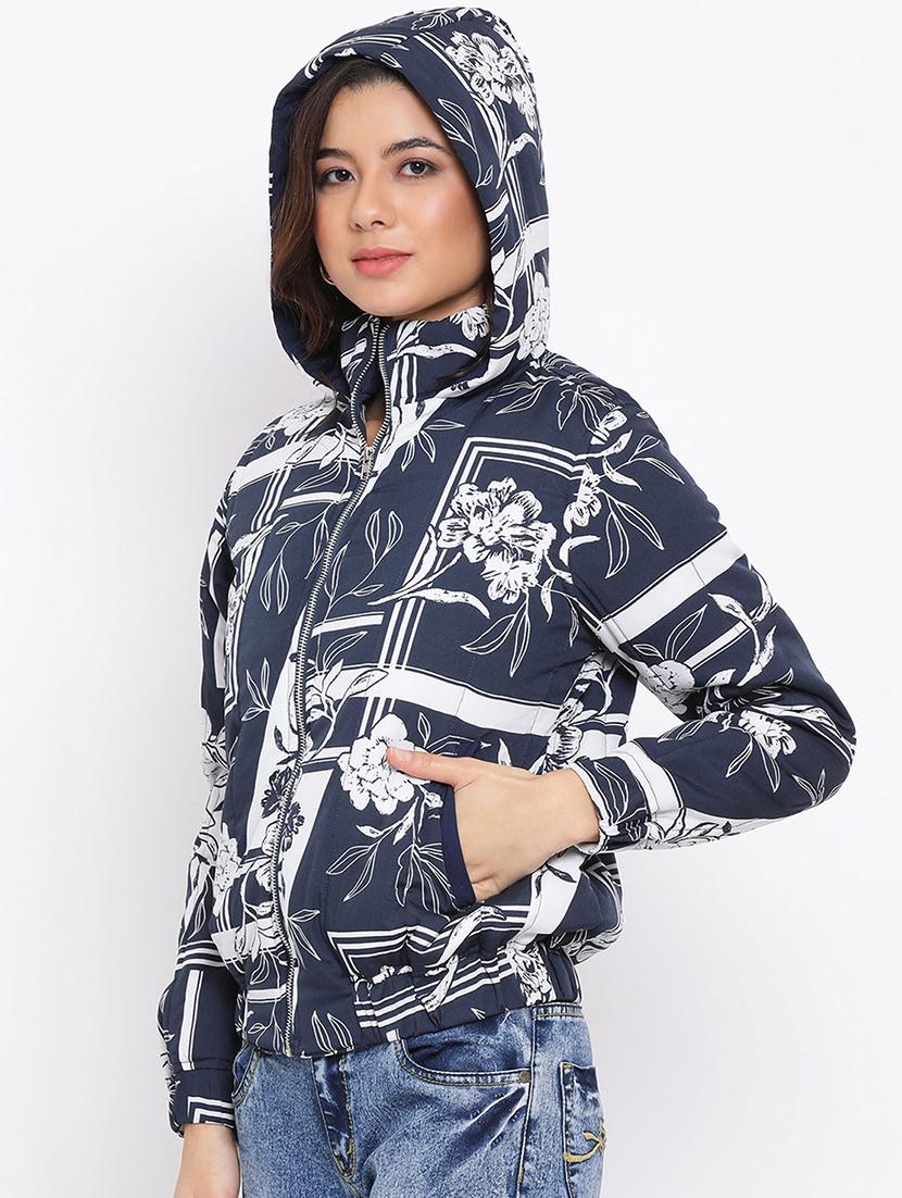 hooded neck printed jacket - 17715141 - Zoom Image - 2