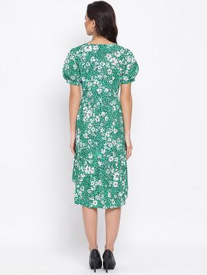 puff sleeved floral high low dress - 17715156 - Standard Image - 3