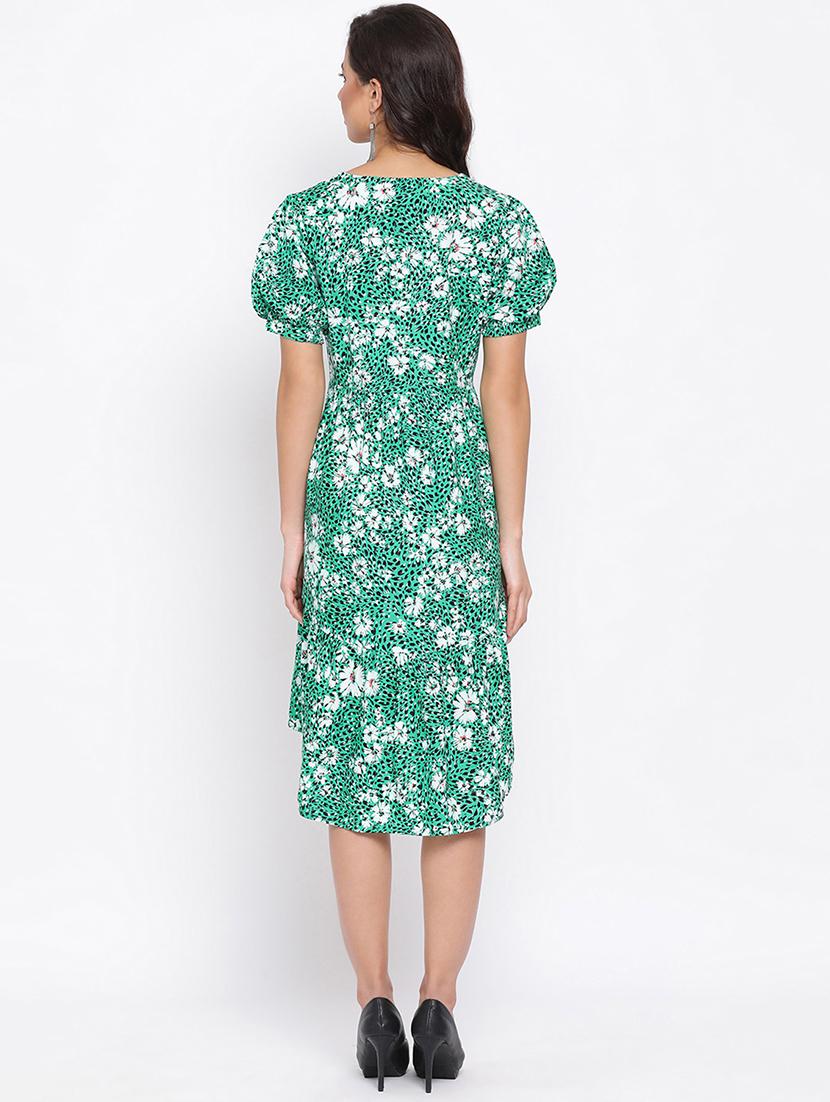 puff sleeved floral high low dress - 17715156 - Zoom Image - 3