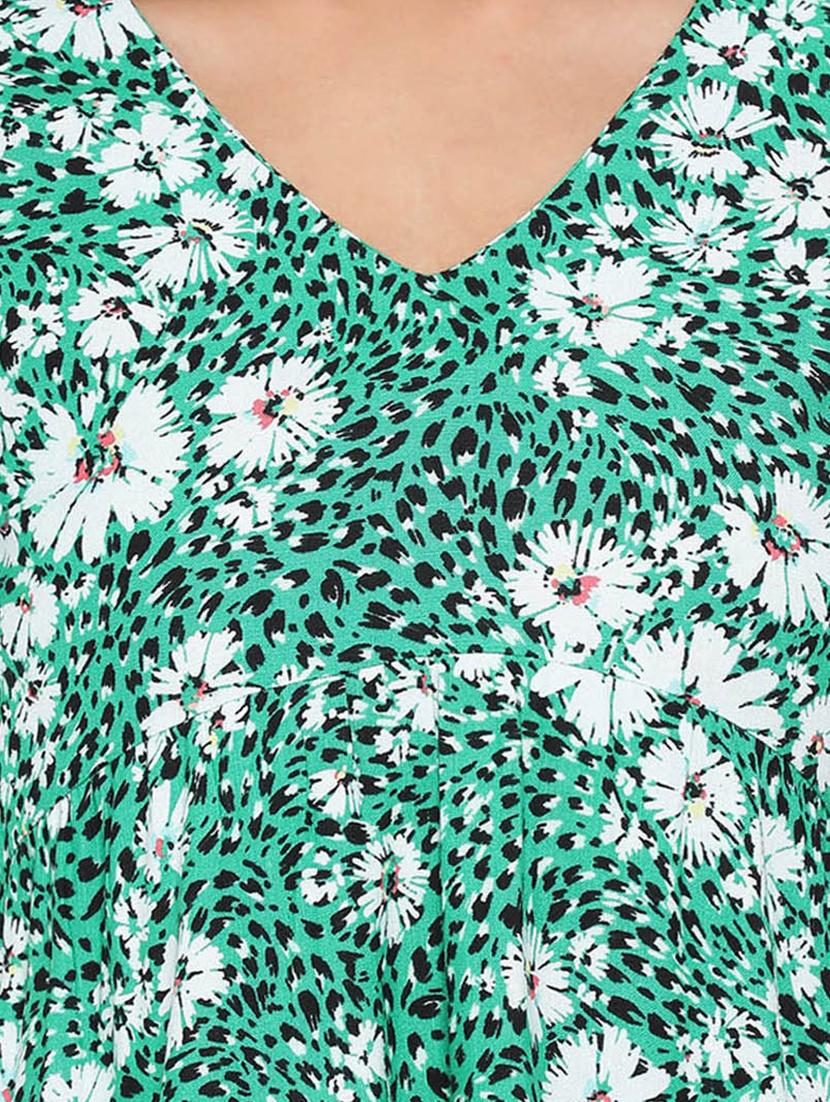 puff sleeved floral high low dress - 17715156 - Zoom Image - 4