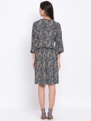 tie up neck floral a-line dress - 17715158 - Standard Image - 3