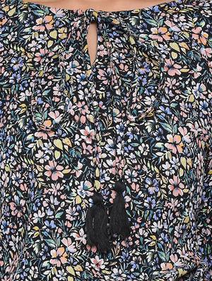tie up neck floral a-line dress - 17715158 - Standard Image - 4