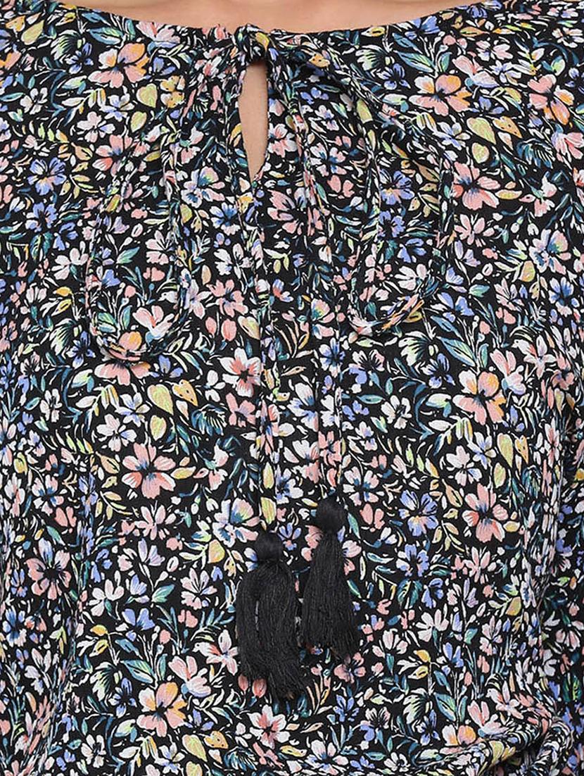 tie up neck floral a-line dress - 17715158 - Zoom Image - 4