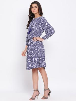 tie up neck floral a-line dress - 17715159 - Standard Image - 2