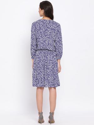 tie up neck floral a-line dress - 17715159 - Standard Image - 3
