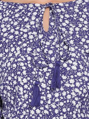 tie up neck floral a-line dress - 17715159 - Standard Image - 4
