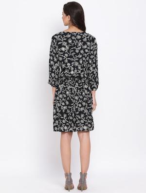 tie up neck floral a-line dress - 17715160 - Standard Image - 3