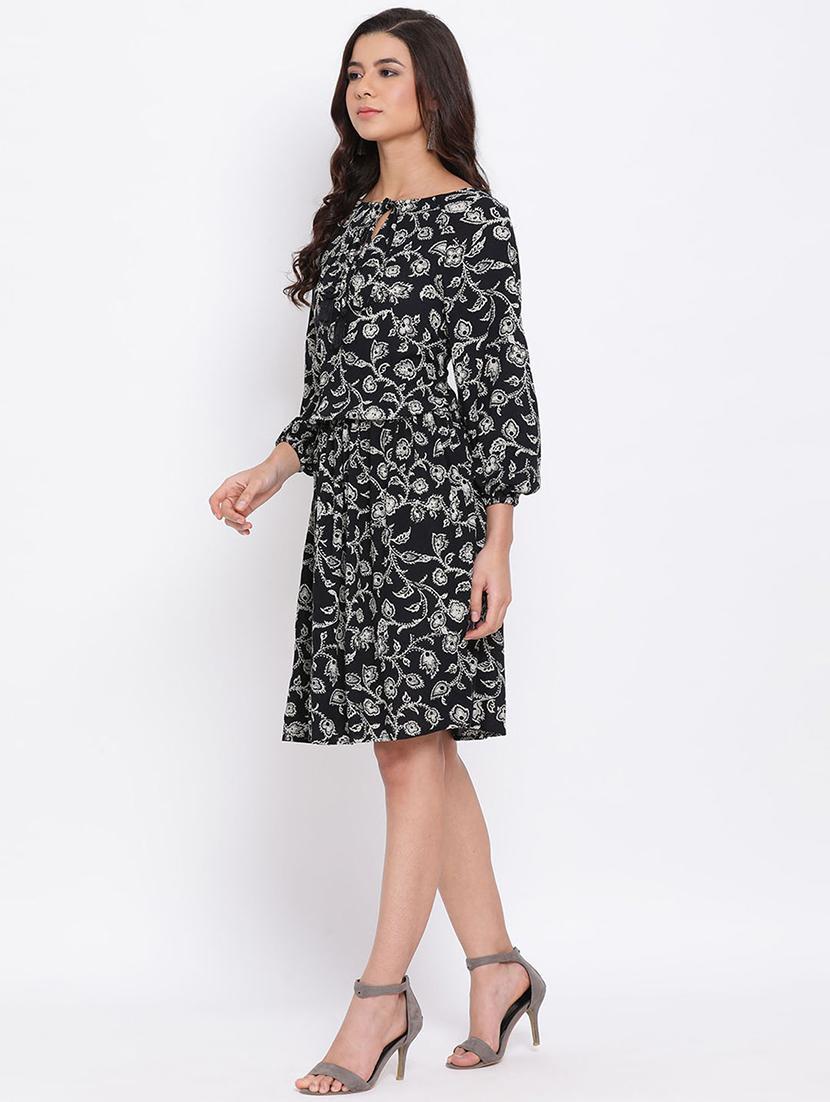 tie up neck floral a-line dress - 17715160 - Zoom Image - 2