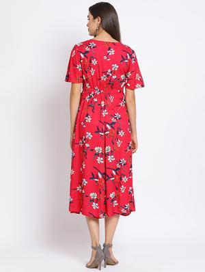 tie front floral a-line dress - 17715163 - Standard Image - 3