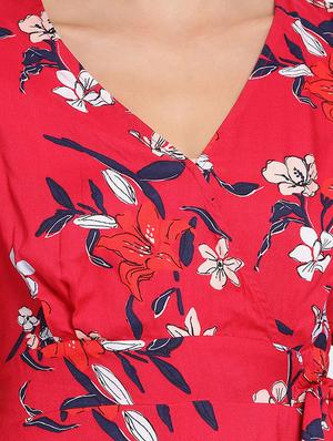 tie front floral a-line dress - 17715163 - Standard Image - 4