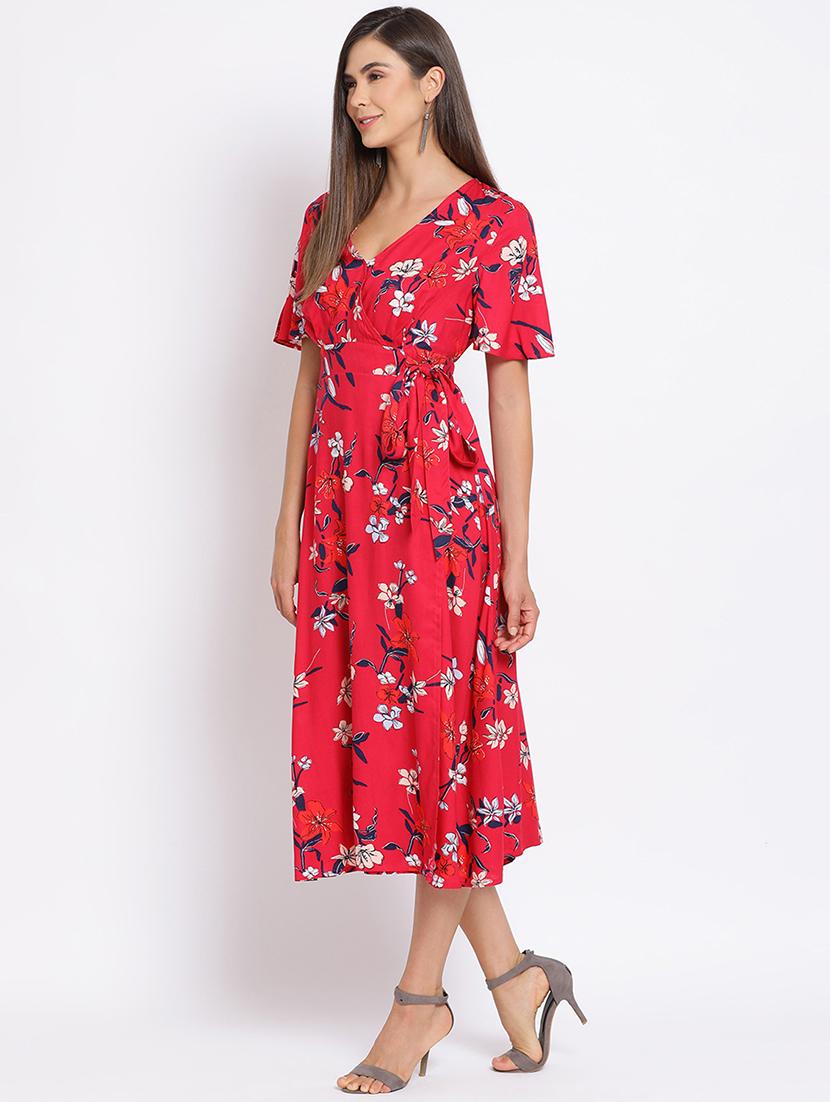 tie front floral a-line dress - 17715163 - Zoom Image - 2
