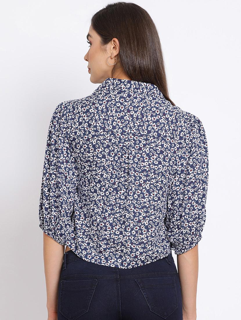 puff sleeved polka dot crop shirt - 17715167 - Zoom Image - 3