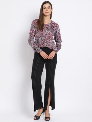 round neck printed peplum top - 17715177 - Standard Image - 4