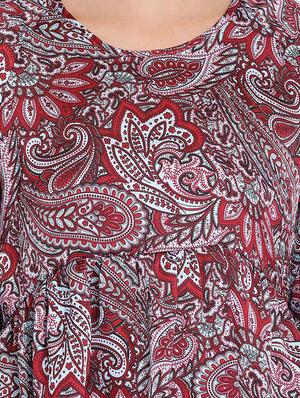 round neck printed peplum top - 17715177 - Standard Image - 5