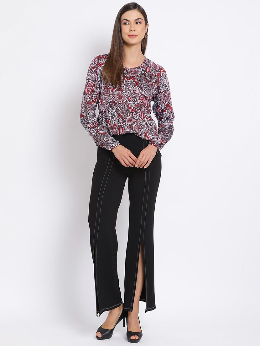 round neck printed peplum top - 17715177 - Zoom Image - 4