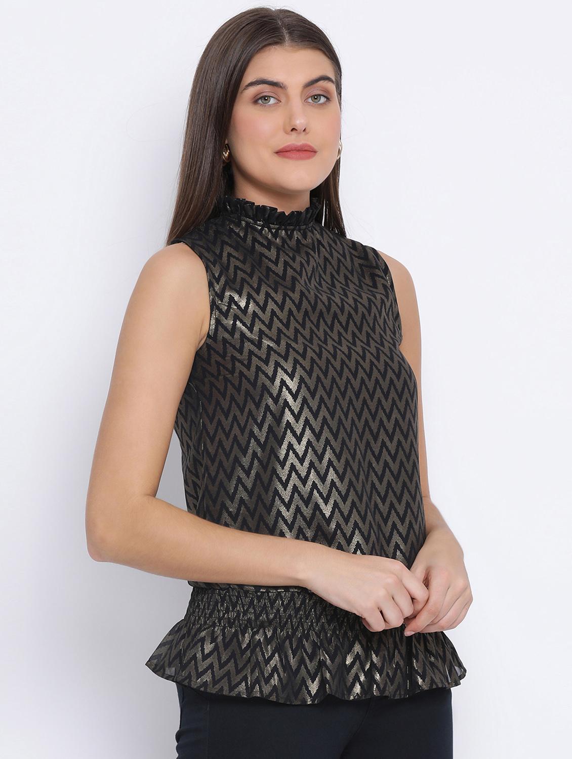 frill detail chevron top - 17715209 - Zoom Image - 2