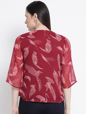bell sleeved printed top - 17715210 - Standard Image - 3