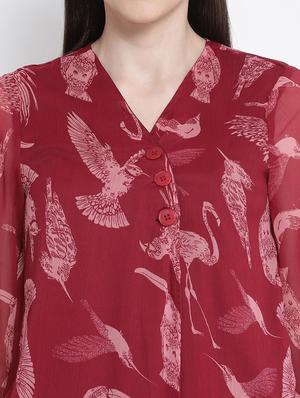 bell sleeved printed top - 17715210 - Standard Image - 5