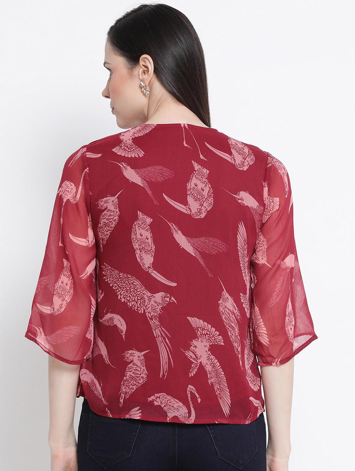 bell sleeved printed top - 17715210 - Zoom Image - 3