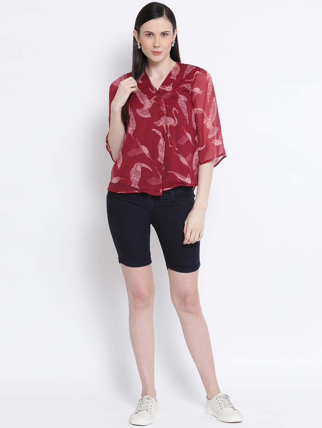 bell sleeved printed top - 17715210 - Zoom Image - 4