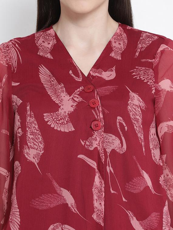bell sleeved printed top - 17715210 - Zoom Image - 5