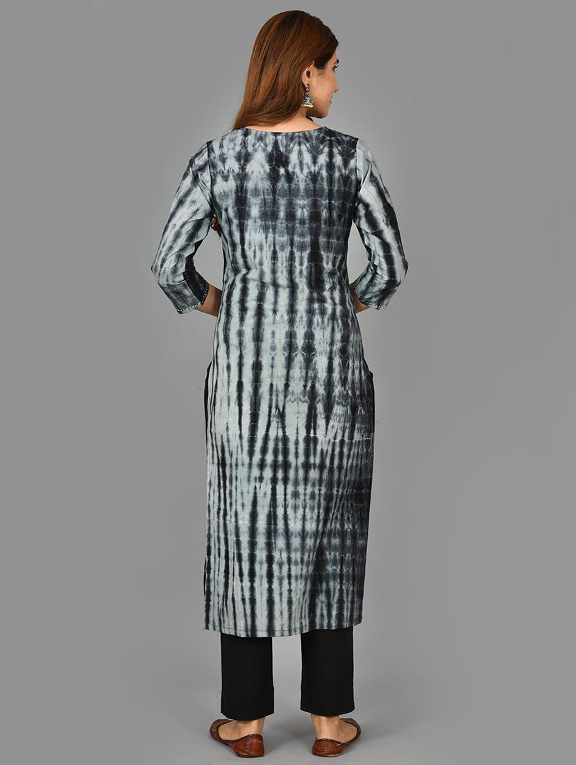 shibori printed straight kurta - 17715218 - Zoom Image - 3