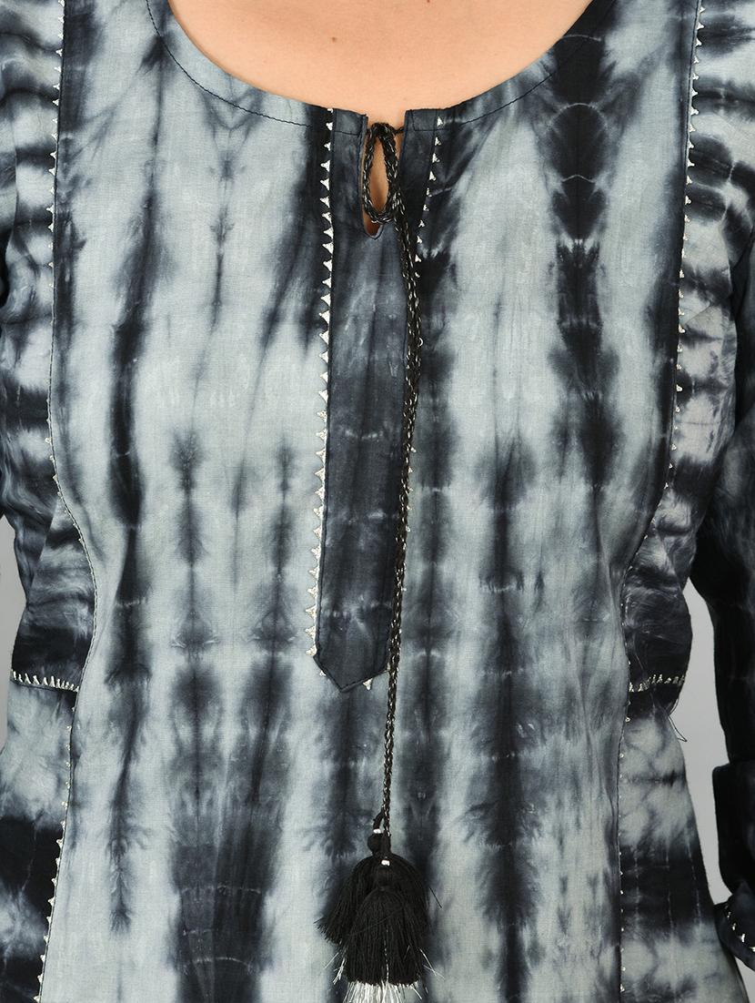 shibori printed straight kurta - 17715218 - Zoom Image - 4