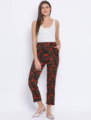 high rise floral flat front trouser - 17715228 - Standard Image - 4