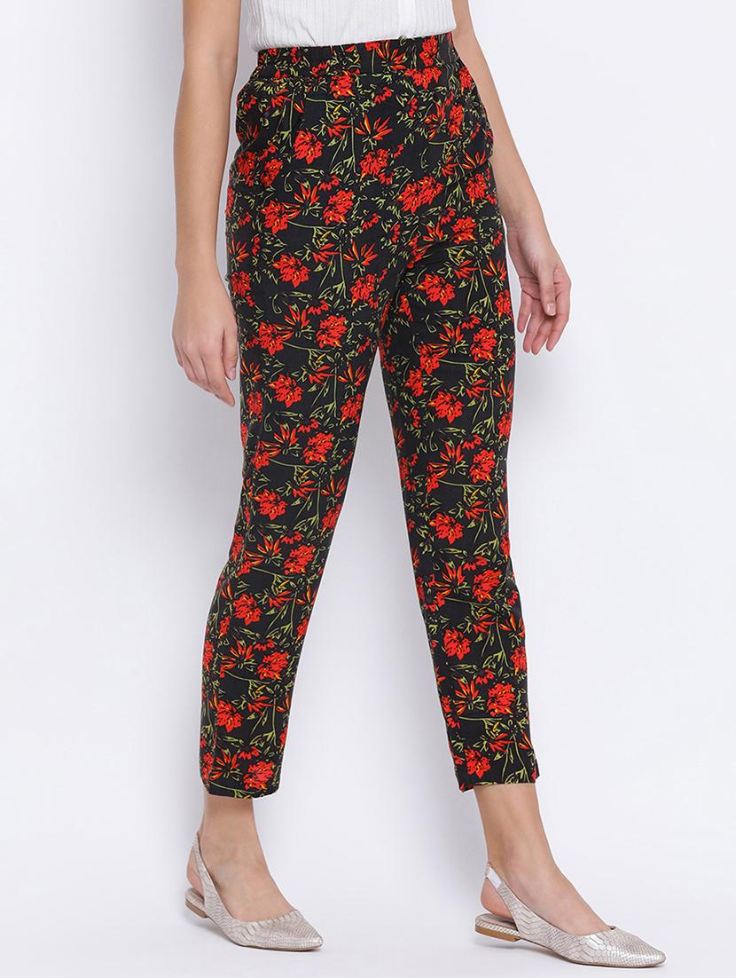 high rise floral flat front trouser - 17715228 - Zoom Image - 2