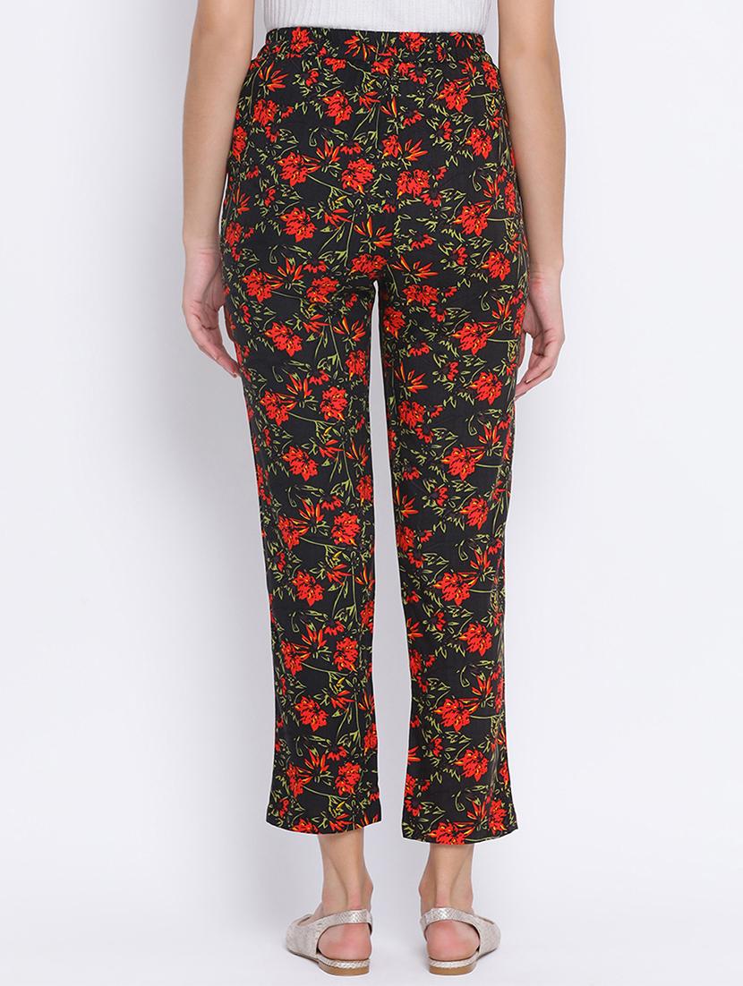 high rise floral flat front trouser - 17715228 - Zoom Image - 3