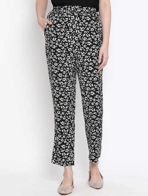 high rise floral flat front trouser - 17715229 - Standard Image - 1