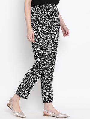 high rise floral flat front trouser - 17715229 - Standard Image - 2