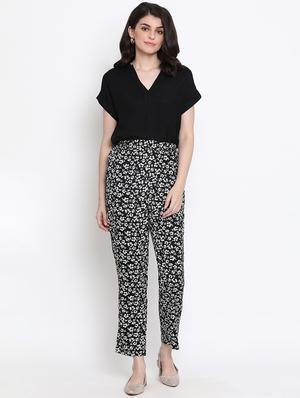 high rise floral flat front trouser - 17715229 - Standard Image - 4