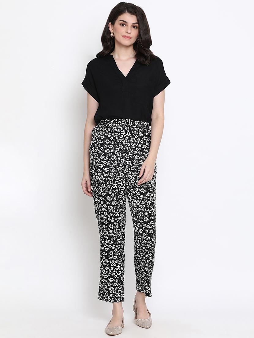 high rise floral flat front trouser - 17715229 - Zoom Image - 4
