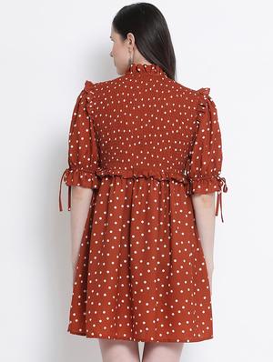 tie knot sleeved polka dot flared dress - 17715232 - Standard Image - 3