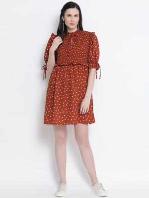 tie knot sleeved polka dot flared dress - 17715232 - Standard Image - 4