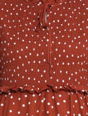tie knot sleeved polka dot flared dress - 17715232 - Standard Image - 5