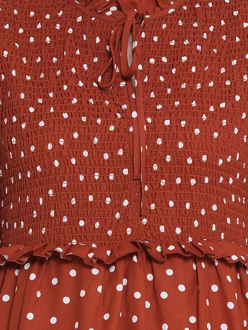 tie knot sleeved polka dot flared dress - 17715232 - Zoom Image - 5