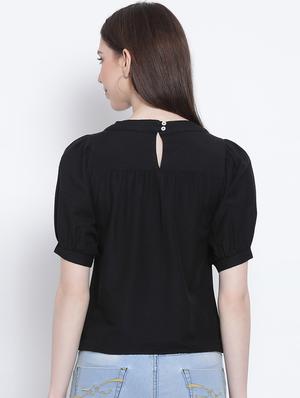puff sleeves solid top - 17715282 - Standard Image - 3