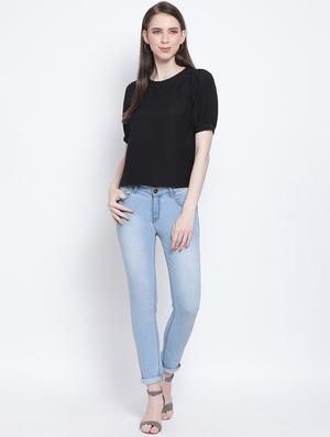puff sleeves solid top - 17715282 - Standard Image - 4