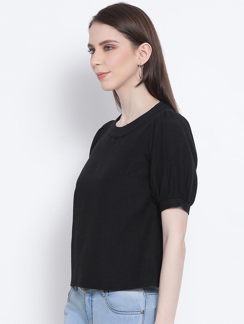 puff sleeves solid top - 17715282 - Zoom Image - 2