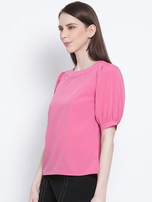puff sleeves solid top - 17715284 - Standard Image - 2